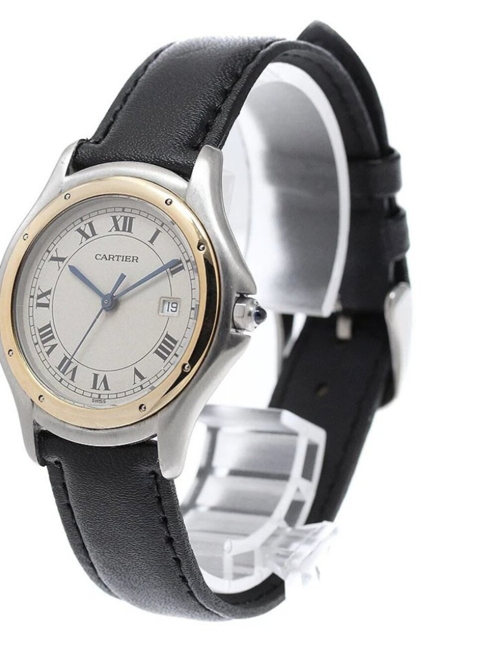 CARTIER PANTHERE Cougar LM W35006B6 Date Beige Dial Quartz Men's Watch_942654